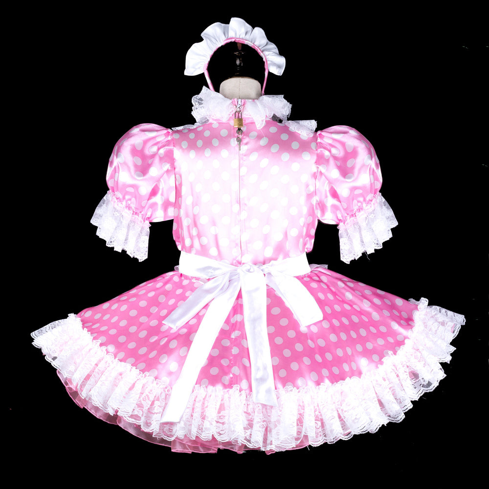 pink satin dress G2319