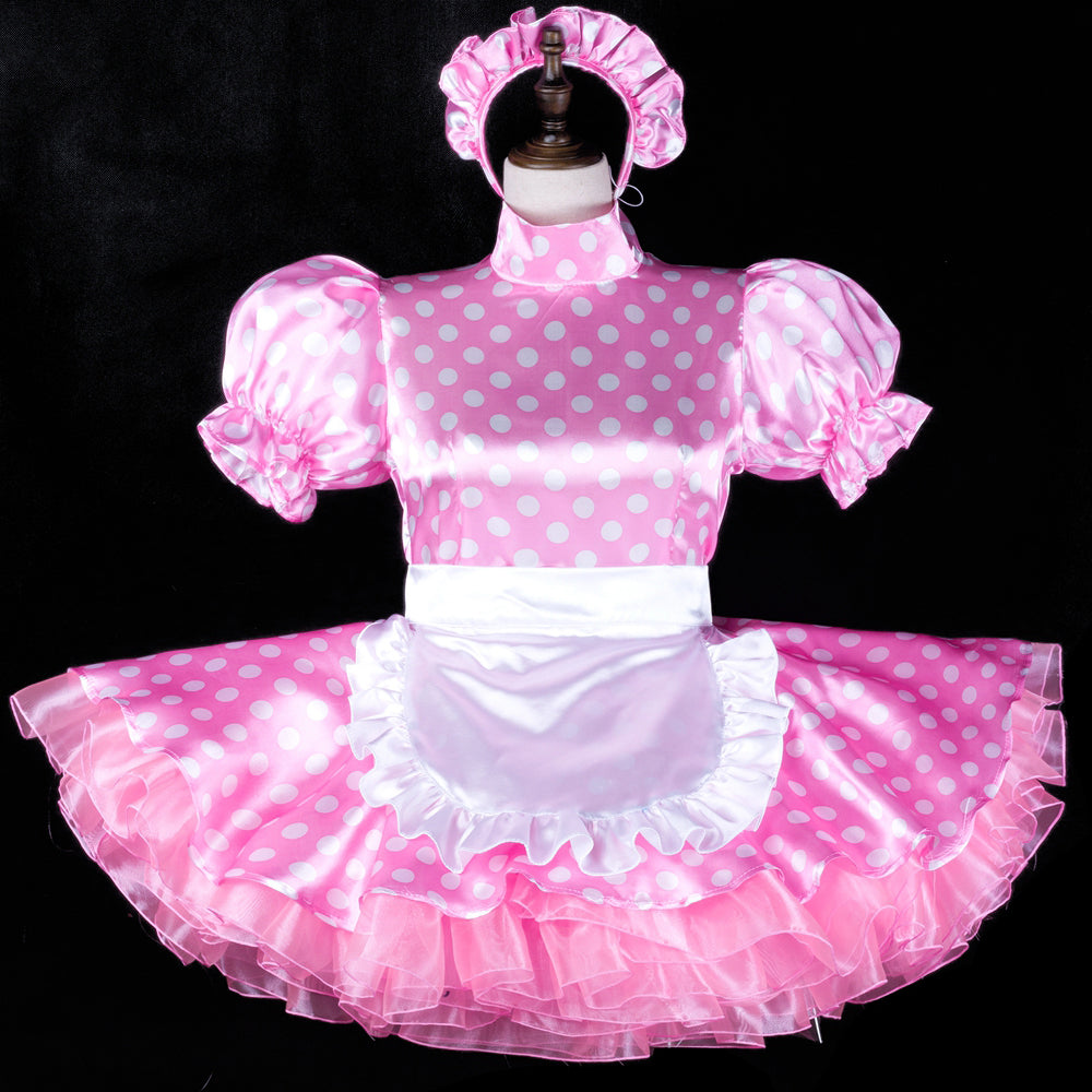pink satin dress G2319