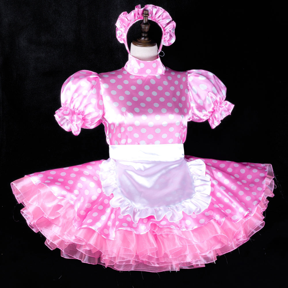 pink satin dress G2319