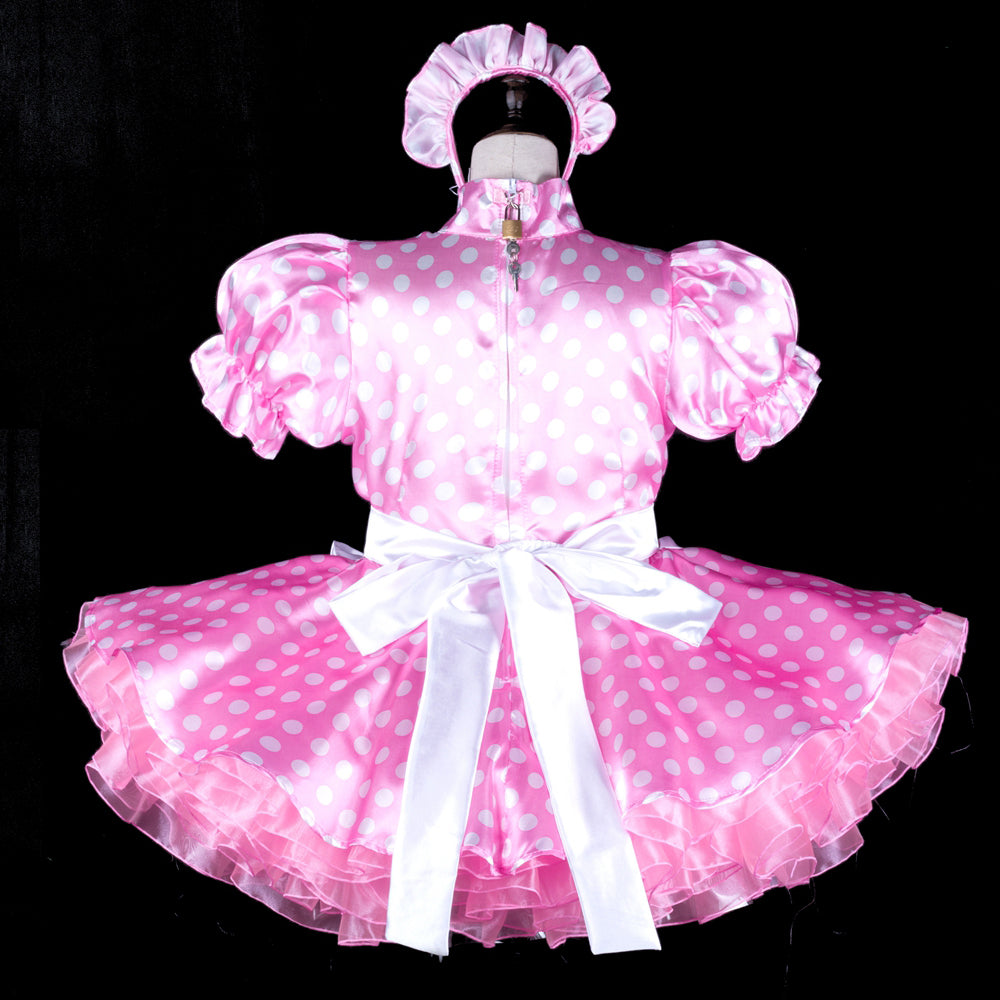 pink satin dress G2319