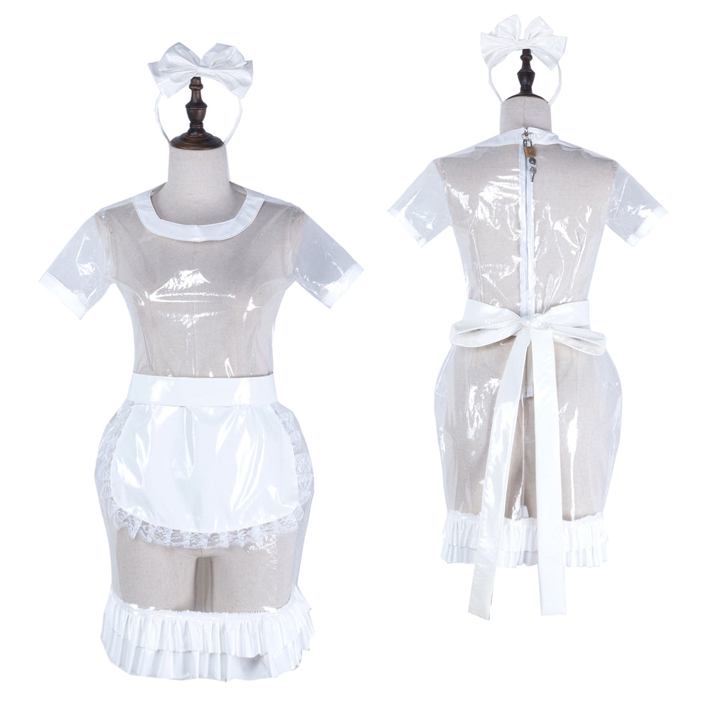 white clear pvc dress G2323