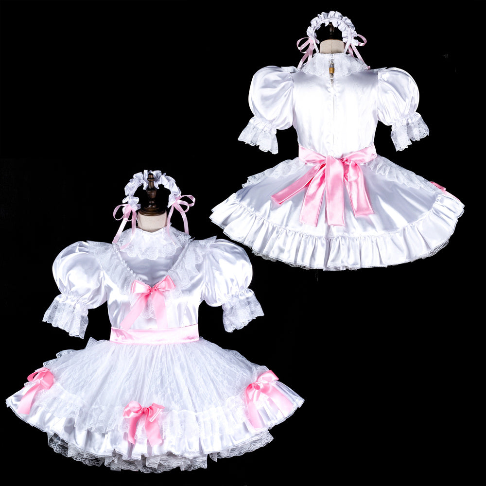 white satin dress G2325