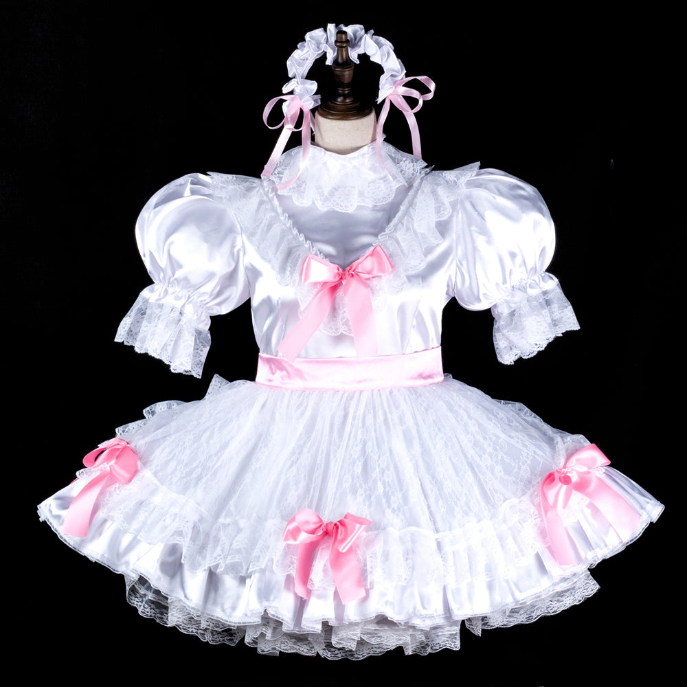 white satin dress G2325