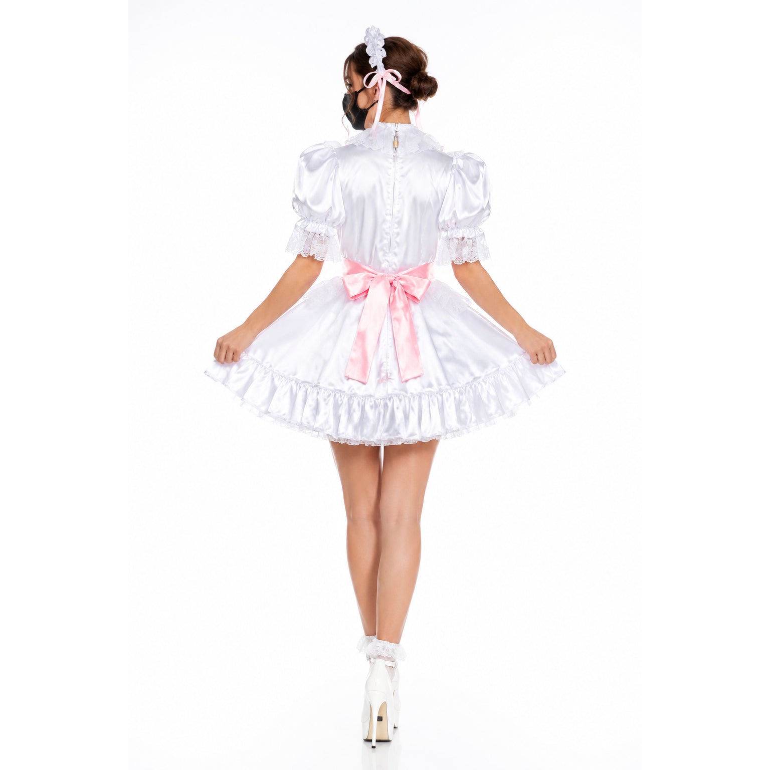 white satin dress G2325