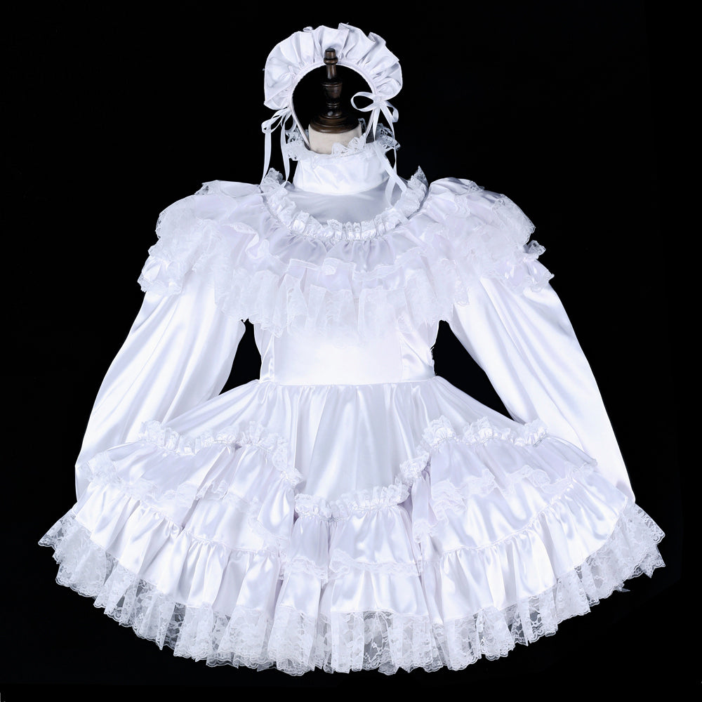white satin dress G2327