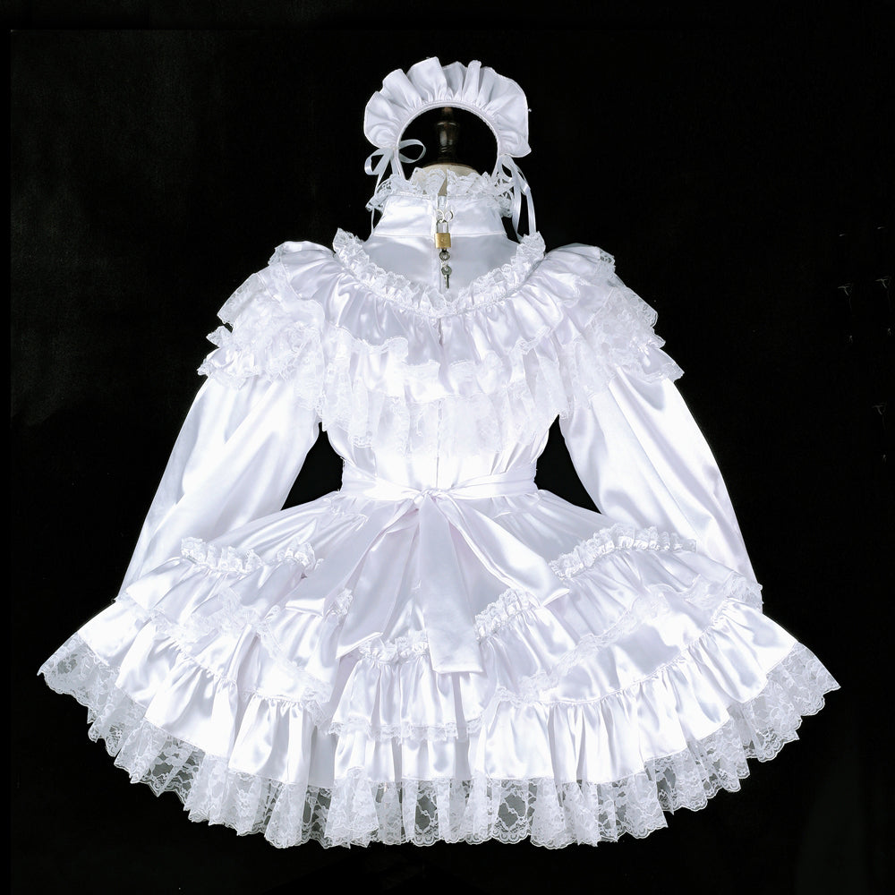 white satin dress G2327