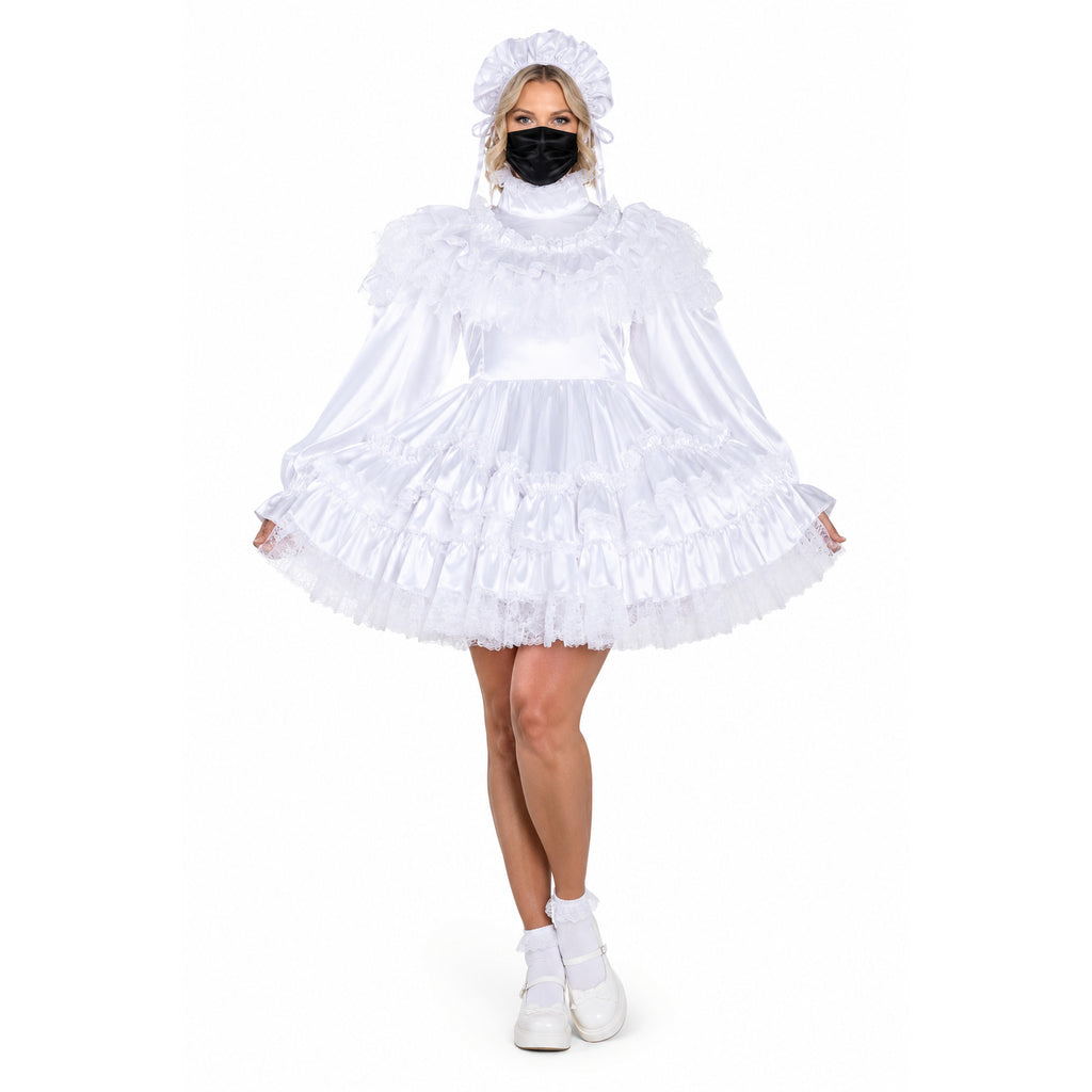 white satin dress G2327