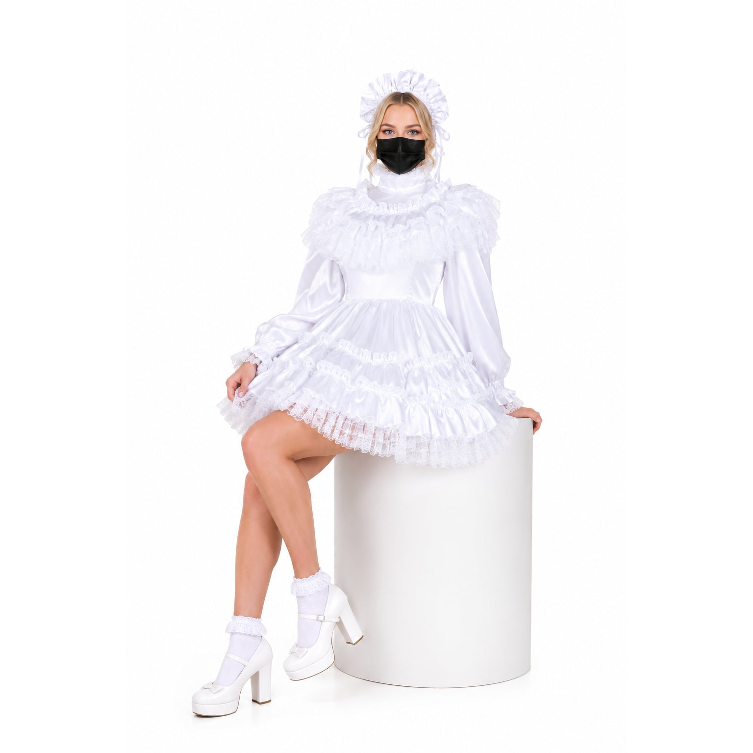 white satin dress G2327