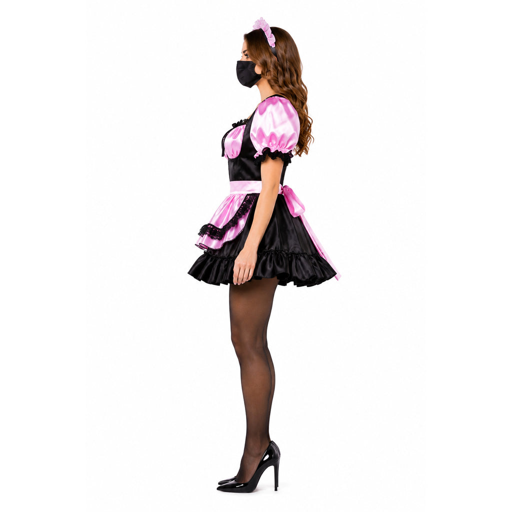 black pink satin dress G2330