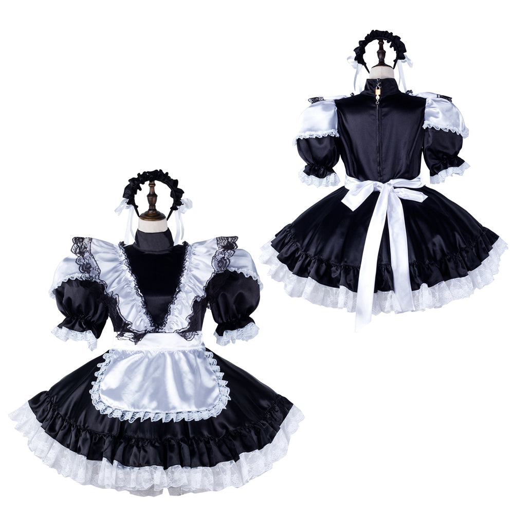 black satin dress G2334