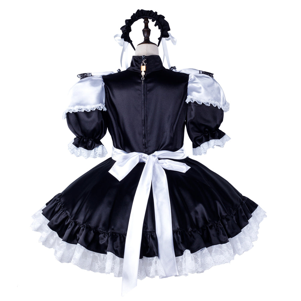 black satin dress G2334