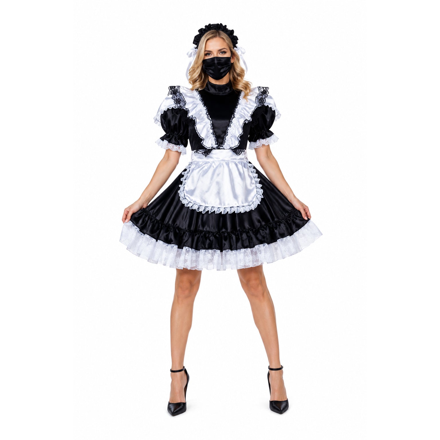 black satin dress G2334