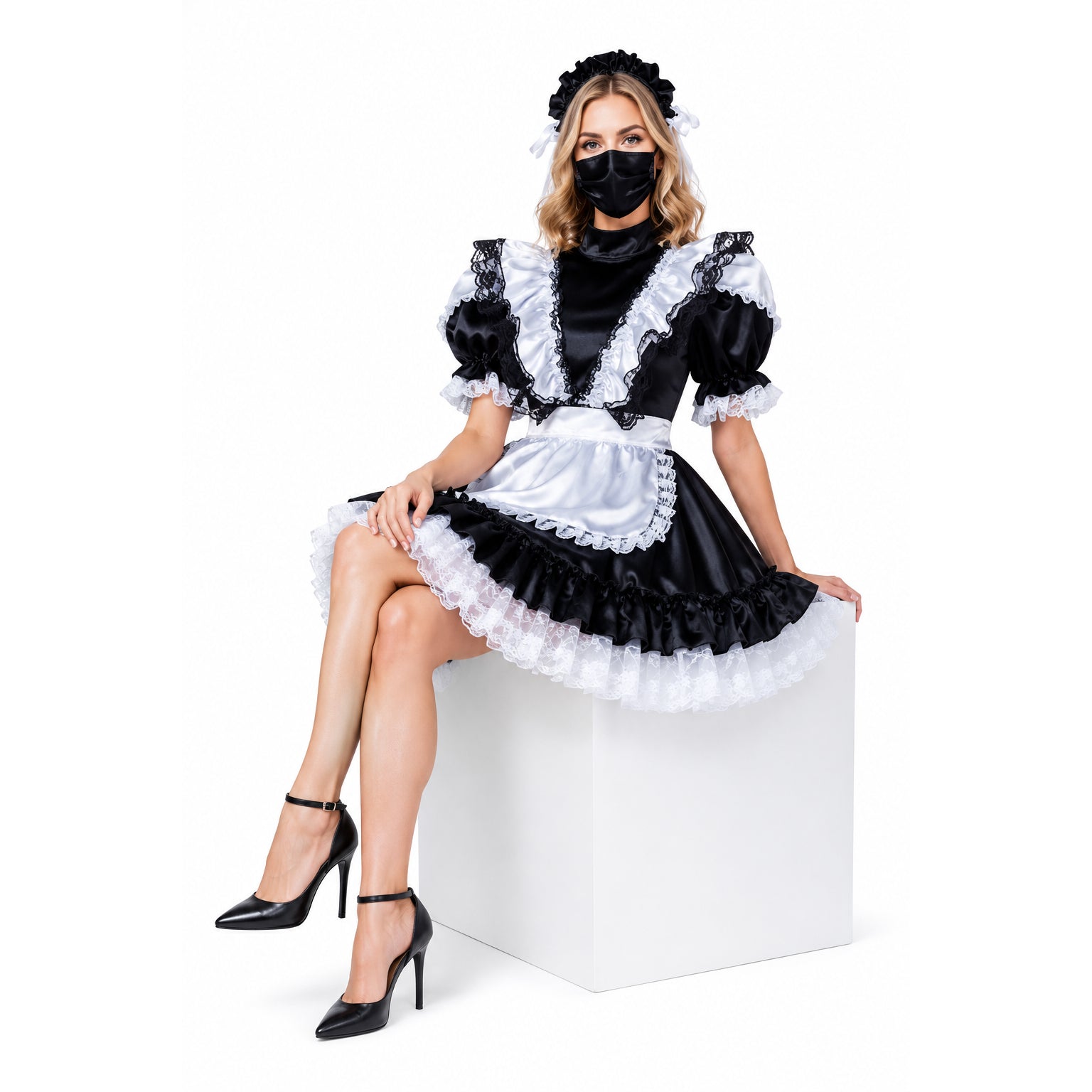 black satin dress G2334
