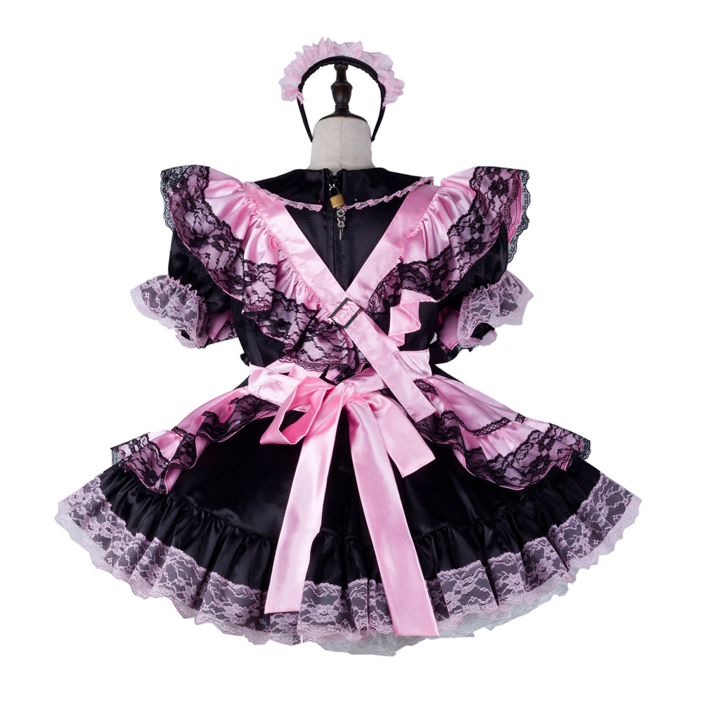 black satin dress G2335