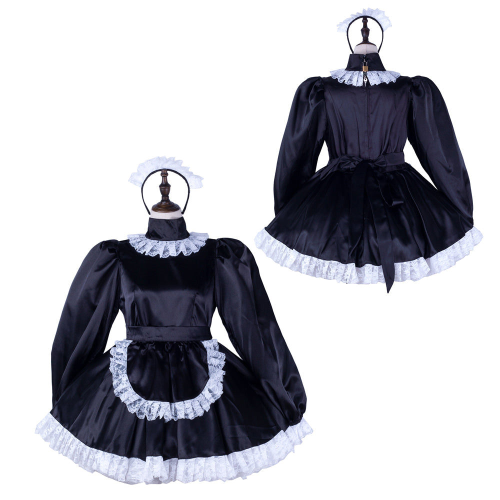black satin dress G2336
