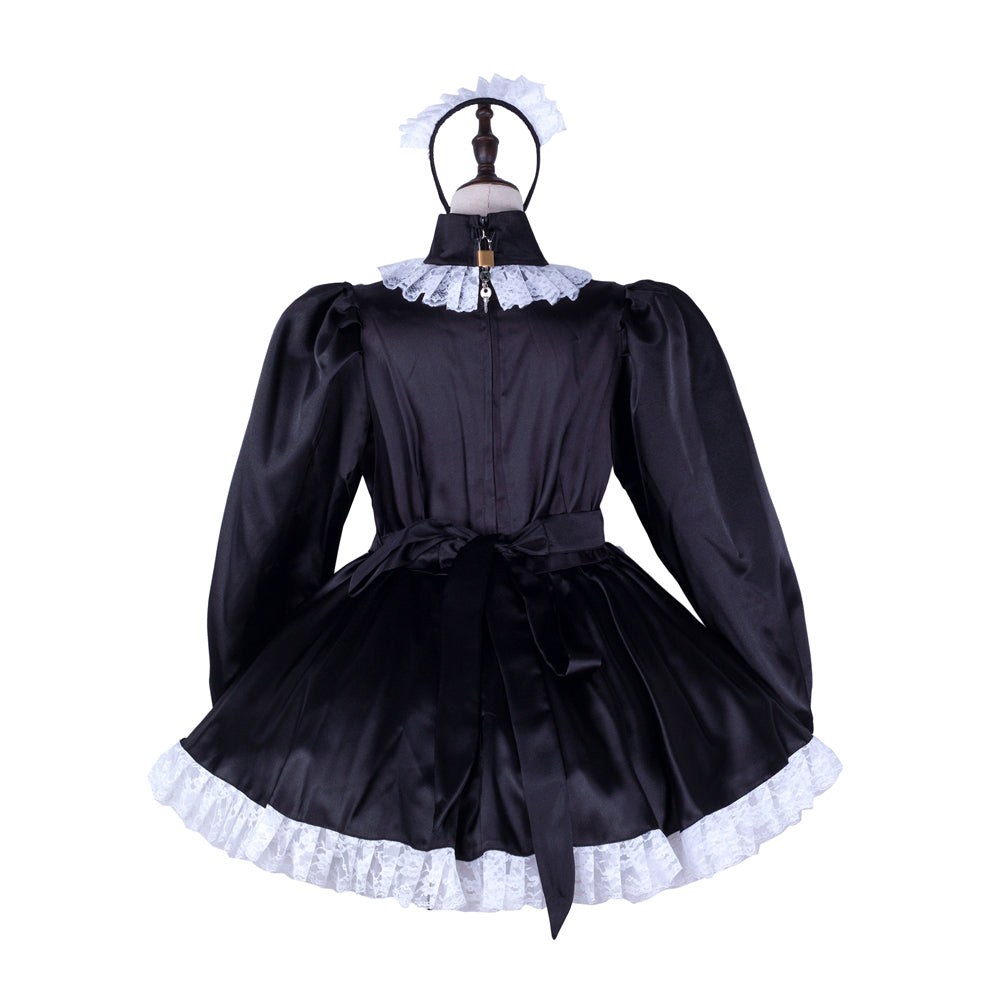 black satin dress G2336