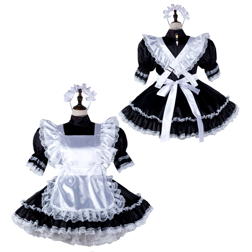 black satin dress G2337
