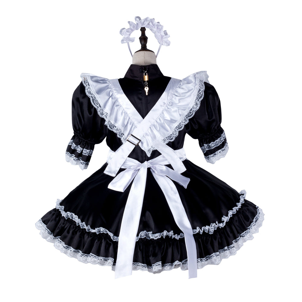 black satin dress G2337