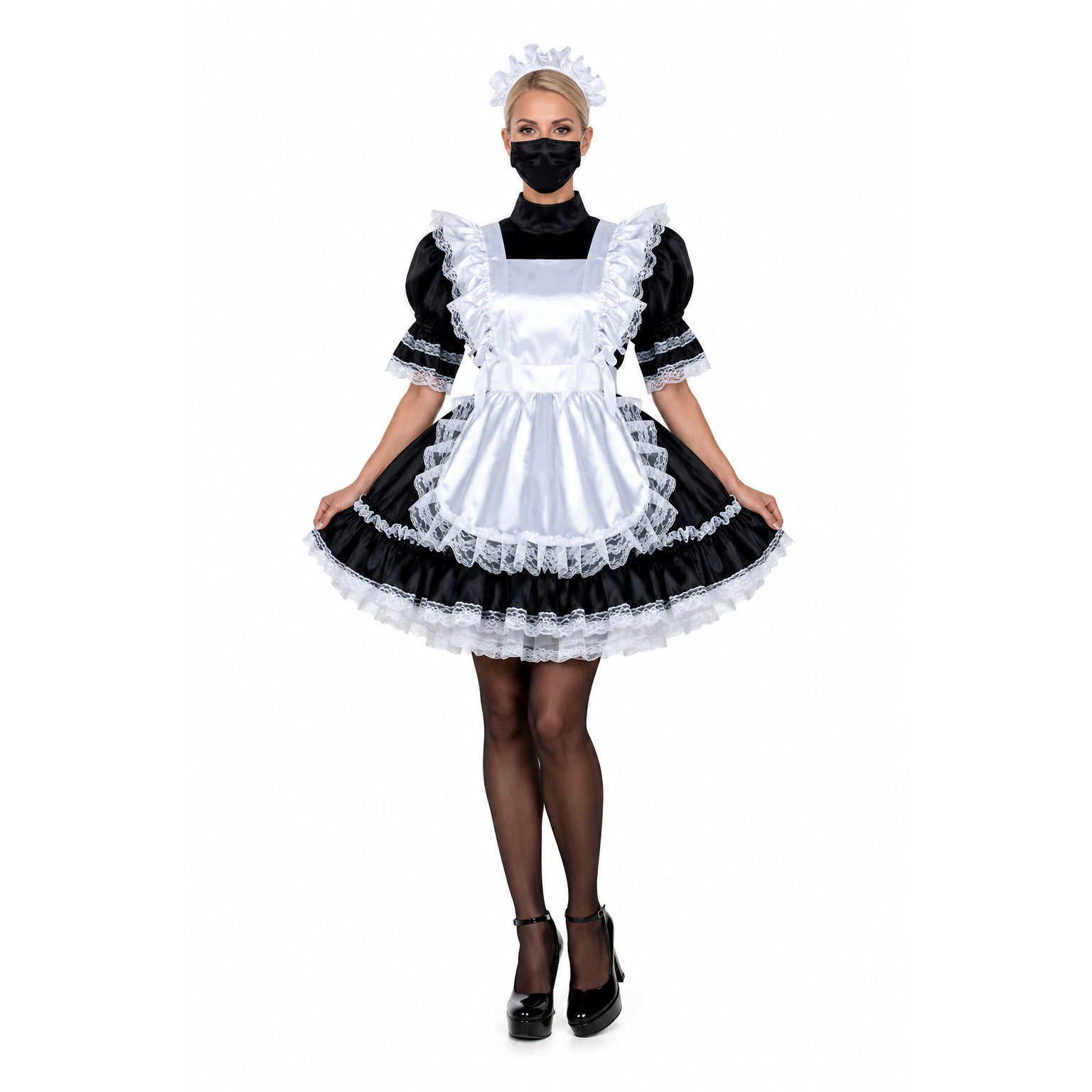 black satin dress G2337