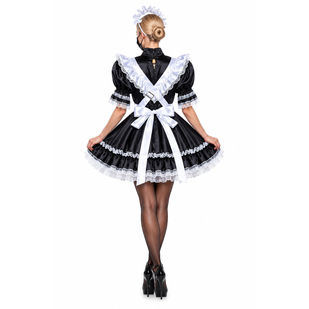 black satin dress G2337