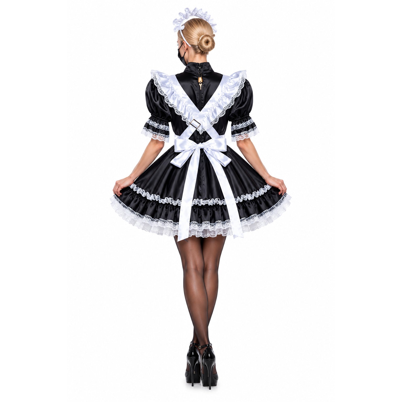 black satin dress G2337