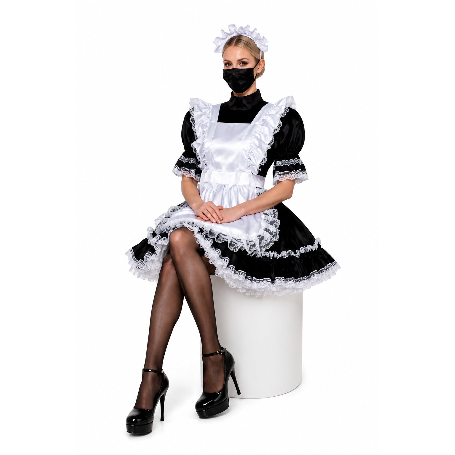 black satin dress G2337