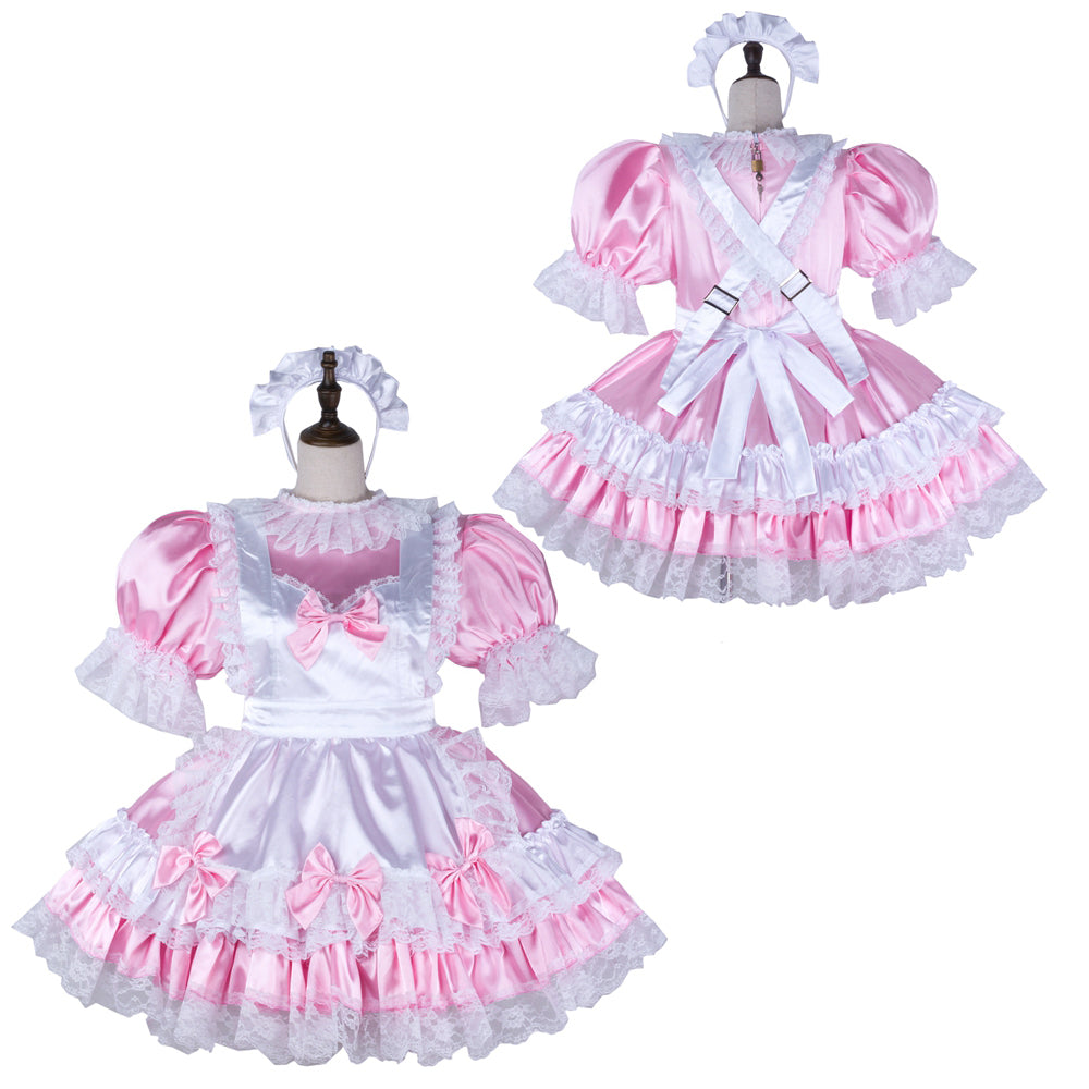 pink satin dress G2338
