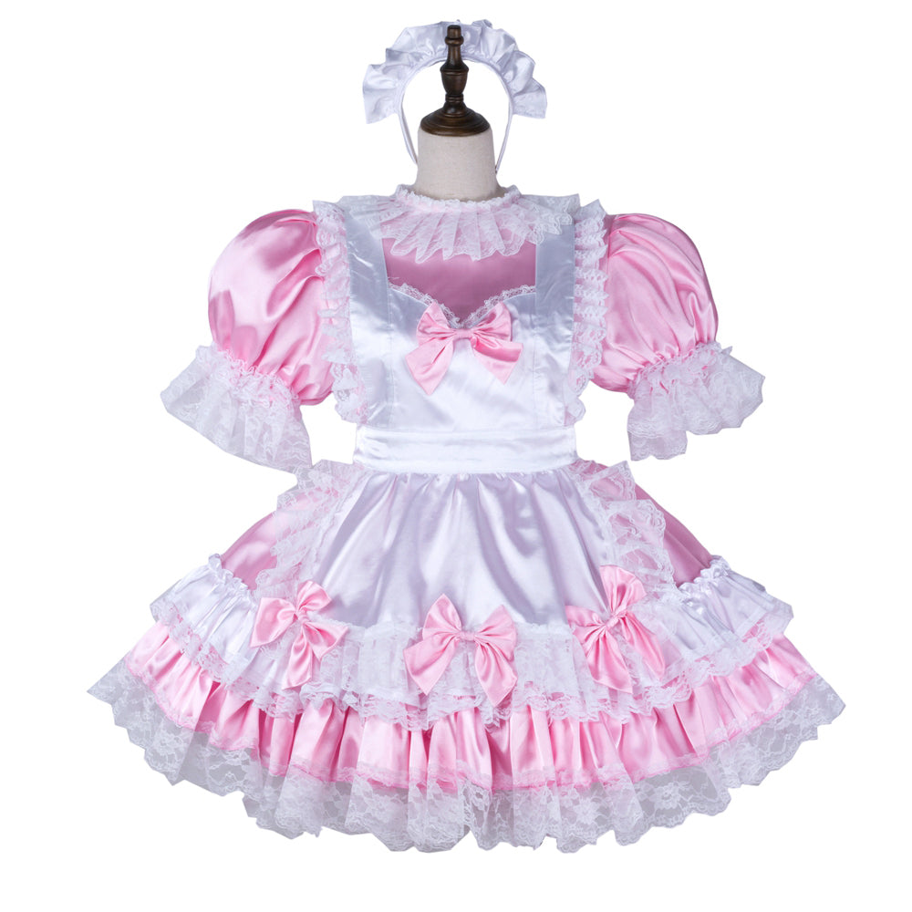 pink satin dress G2338