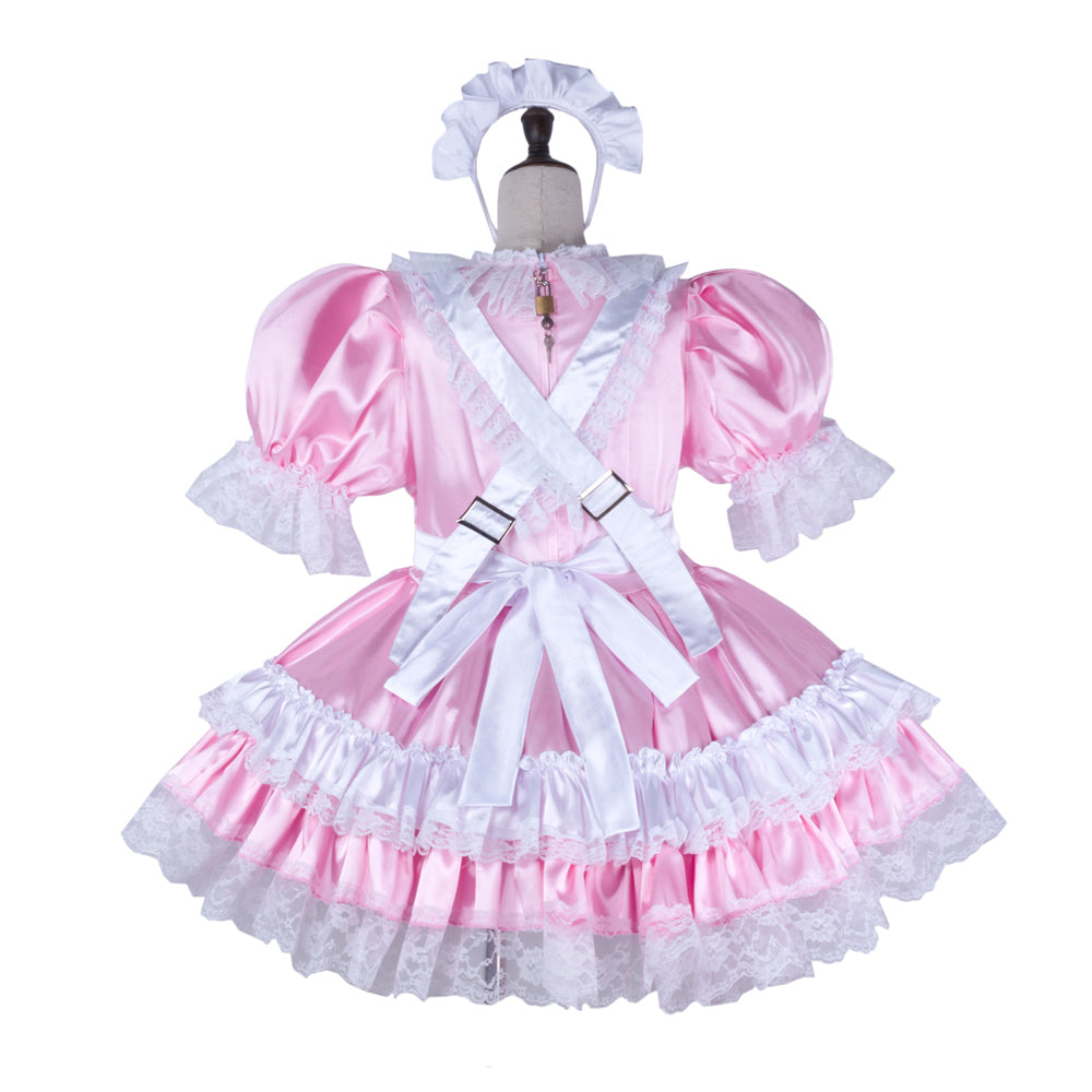 pink satin dress G2338