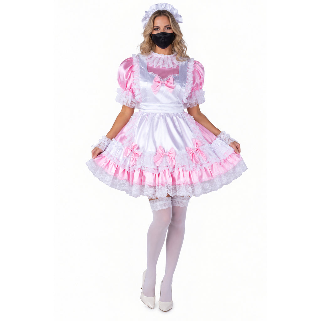 pink satin dress G2338