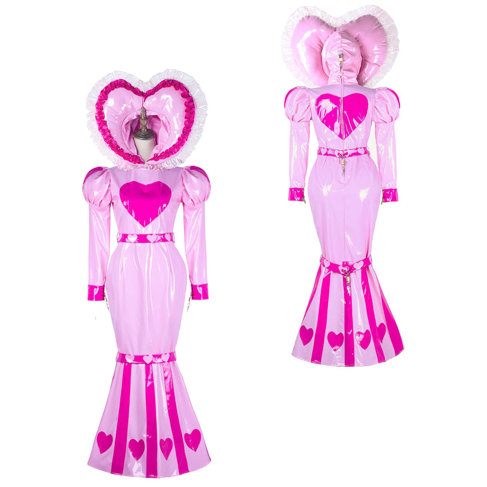 pink thin pvc dress G2339