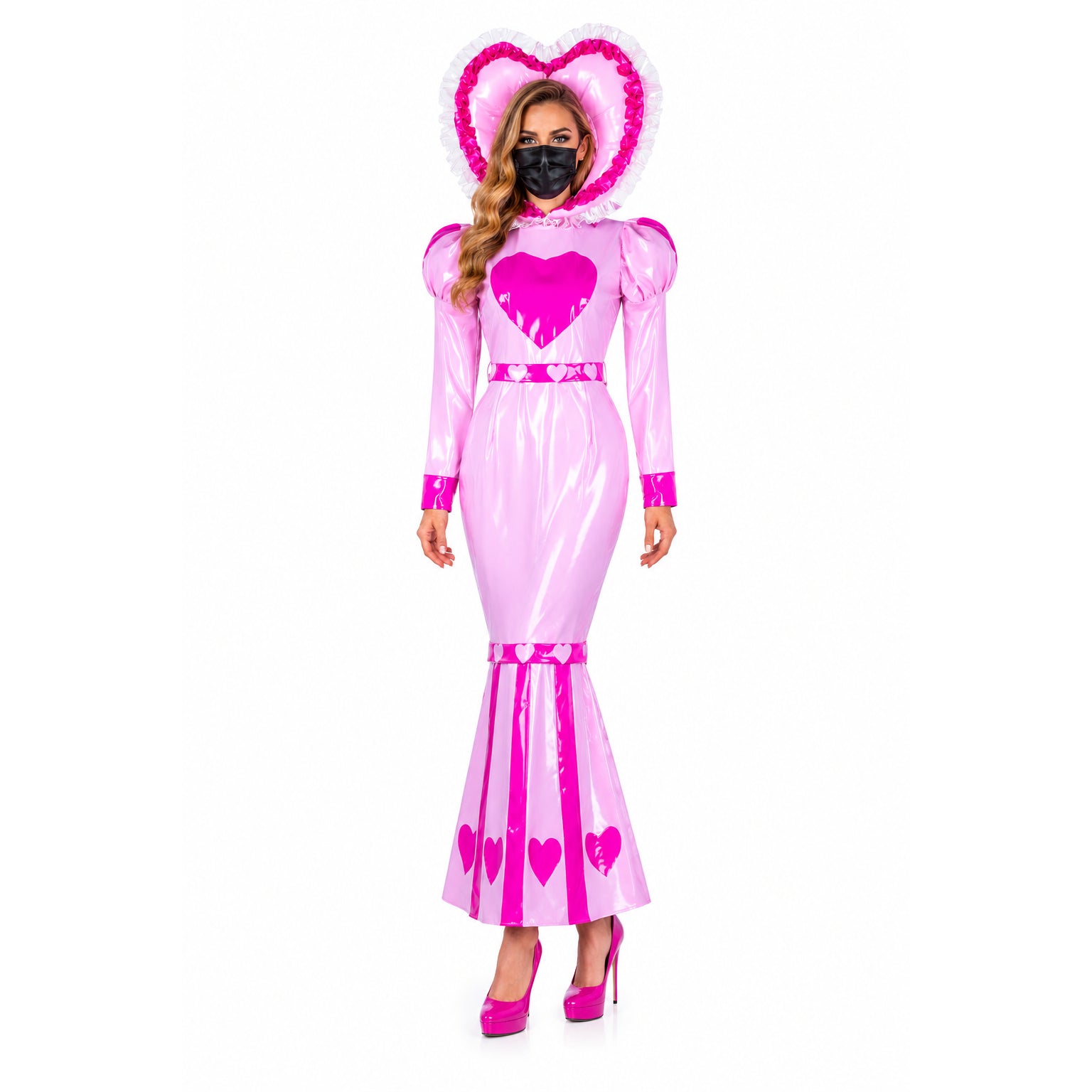 pink thin pvc dress G2339