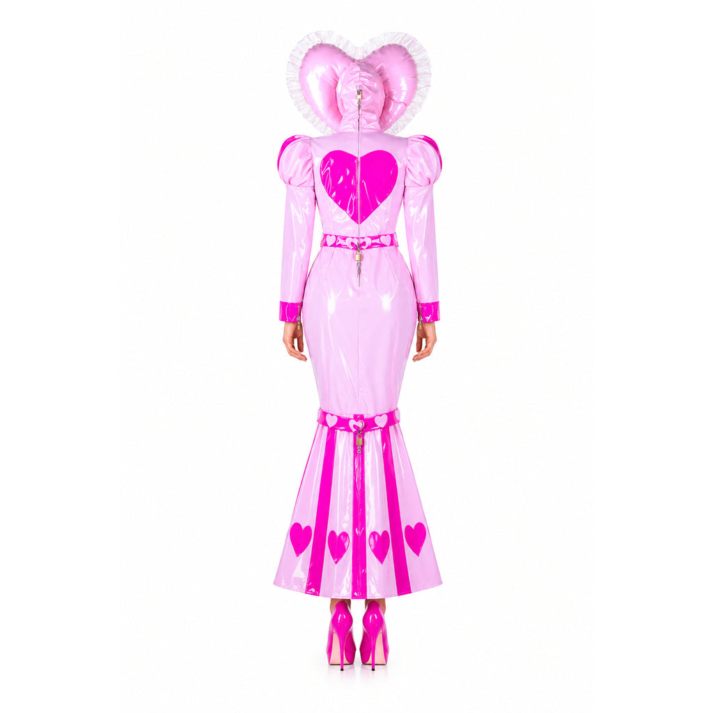 pink thin pvc dress G2339