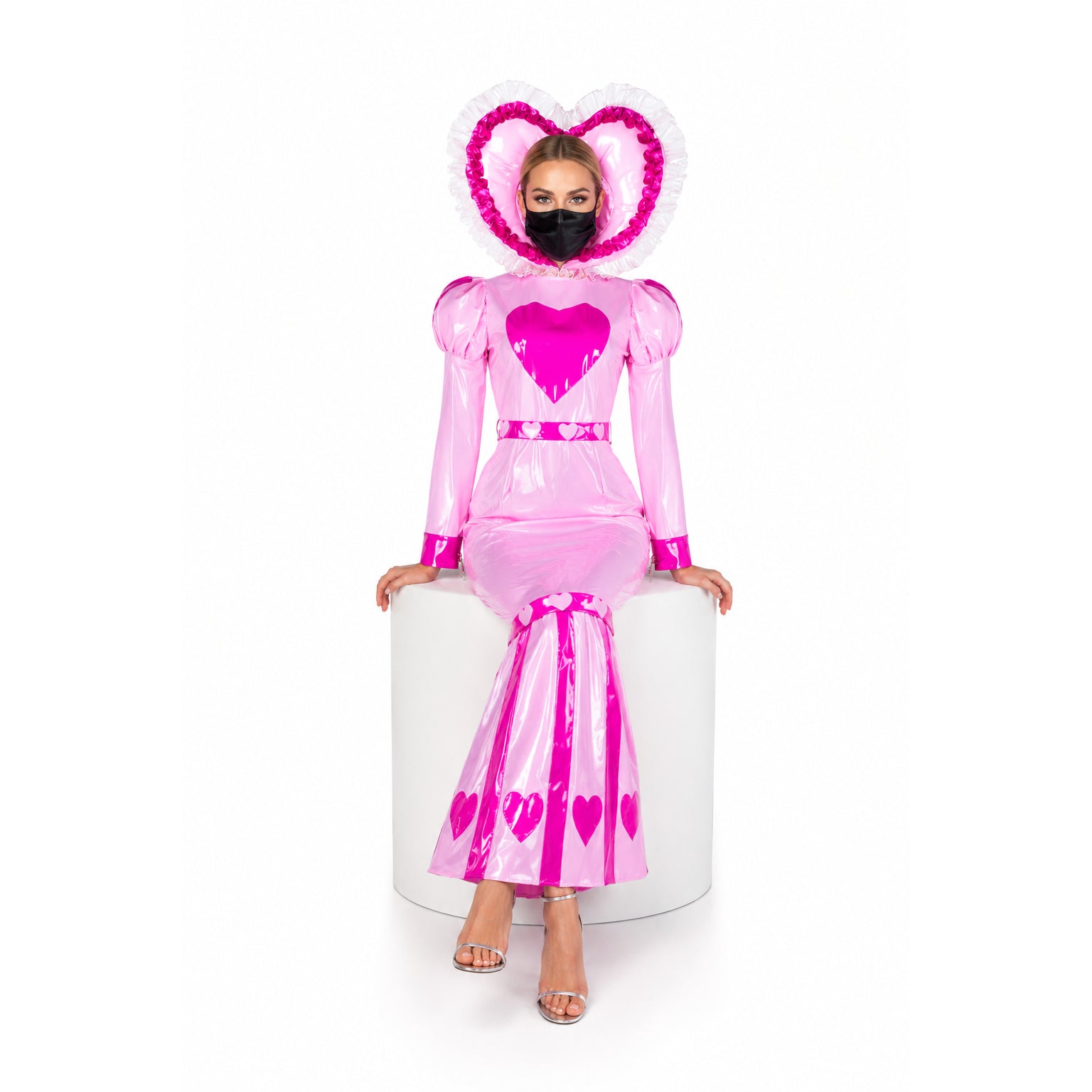 pink thin pvc dress G2339