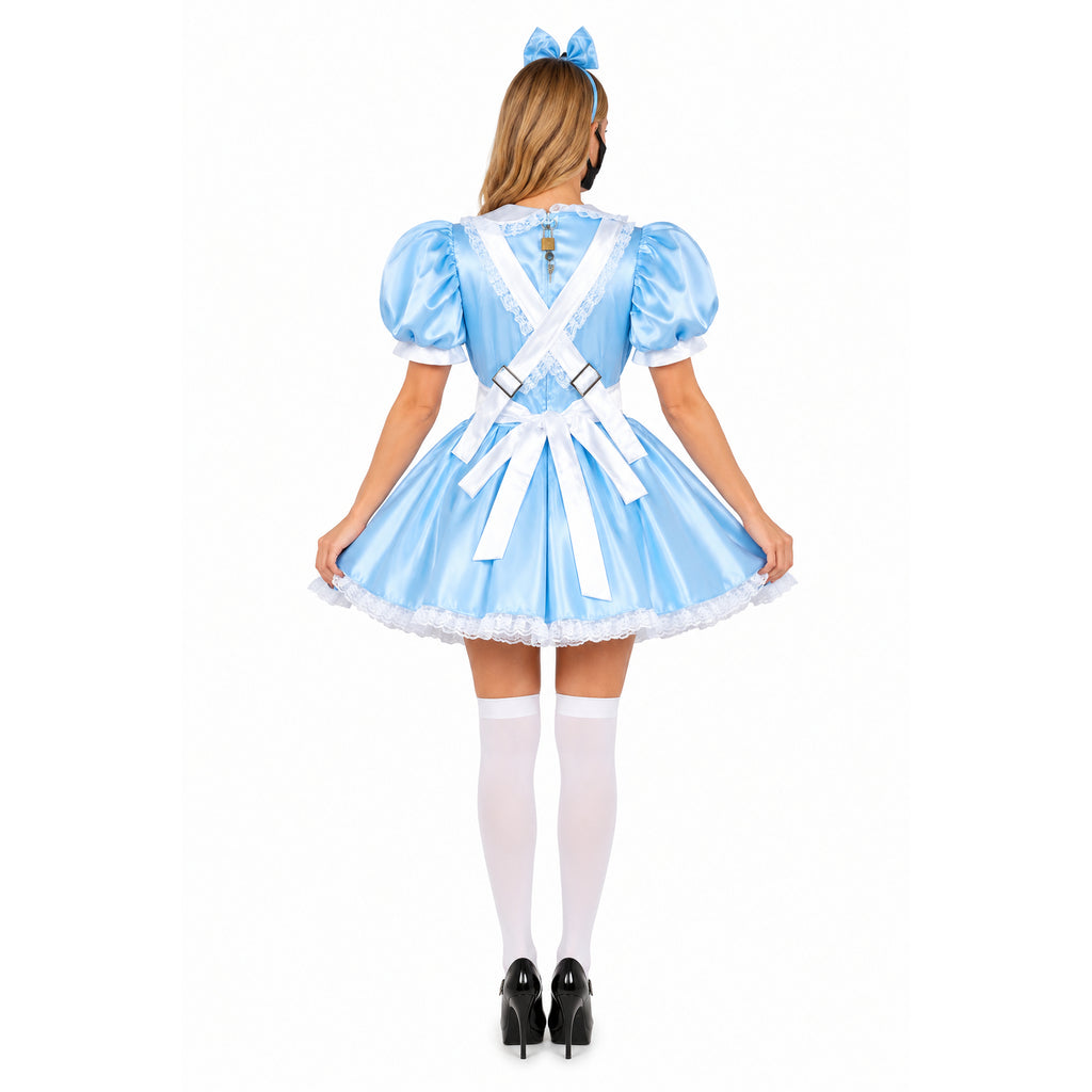 baby blue satin dress G2340