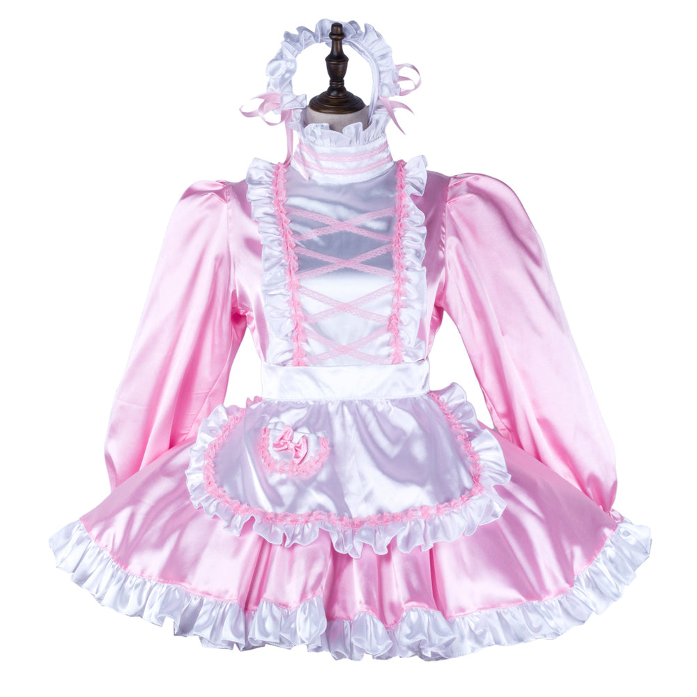 pink satin dress G2341