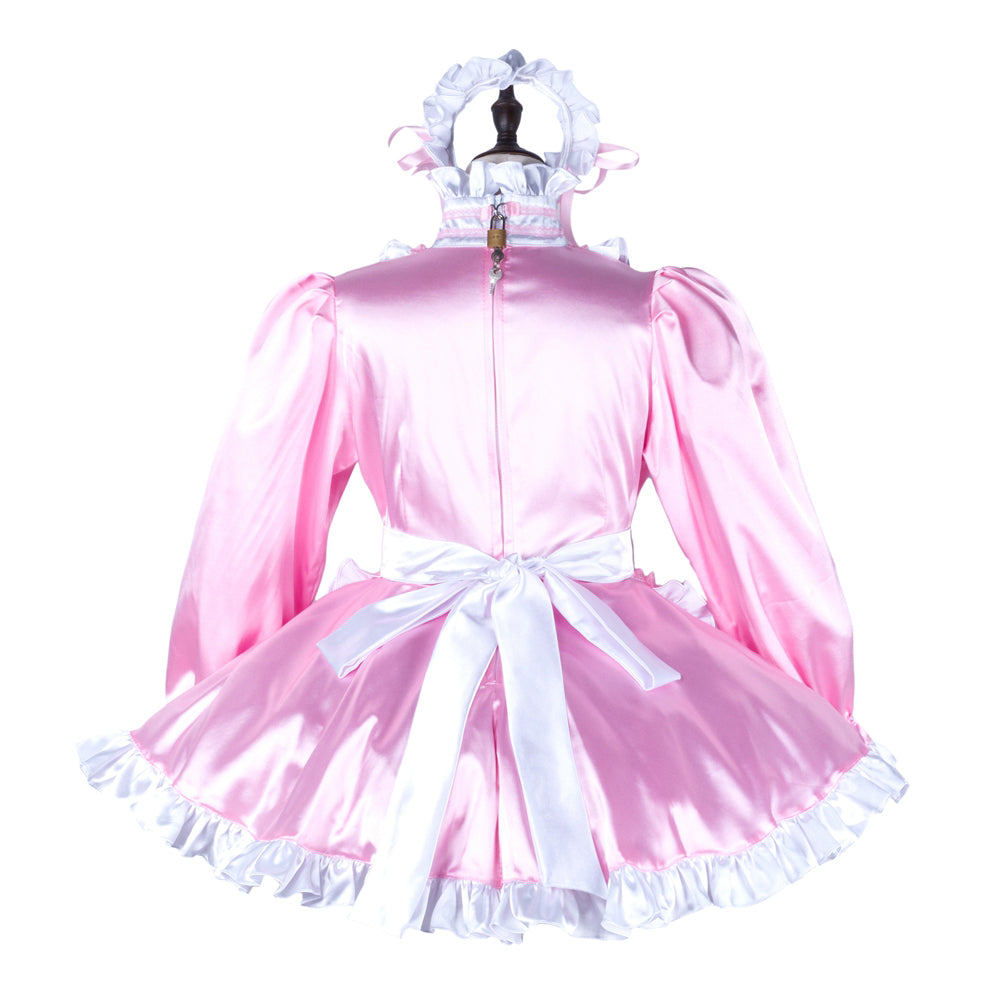 pink satin dress G2341