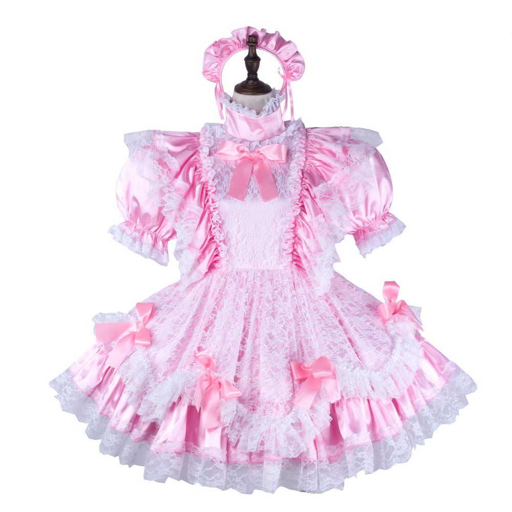 pink satin dress G2342