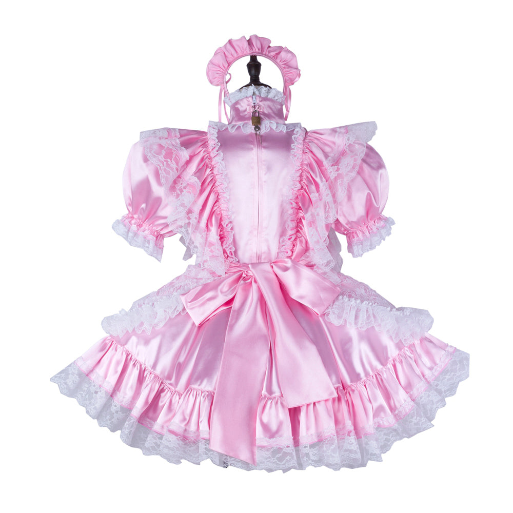 pink satin dress G2342