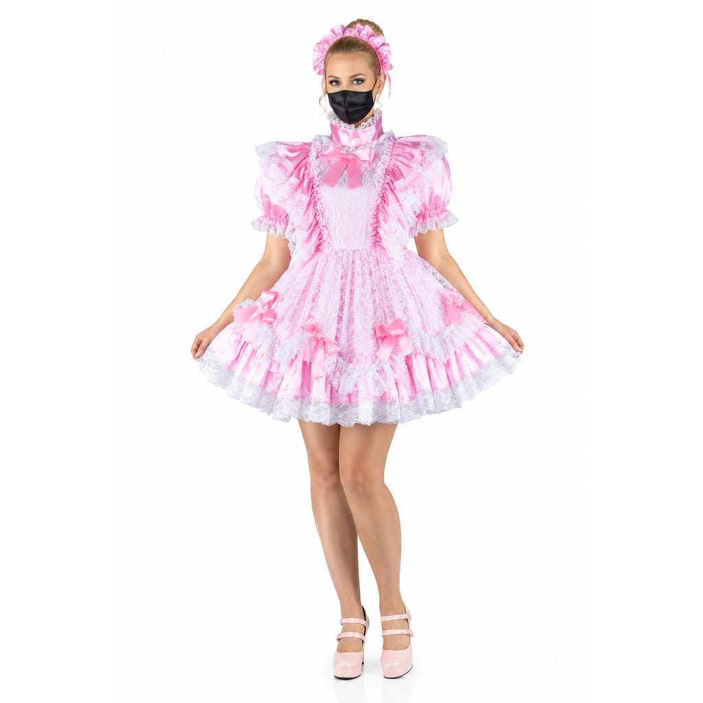 pink satin dress G2342