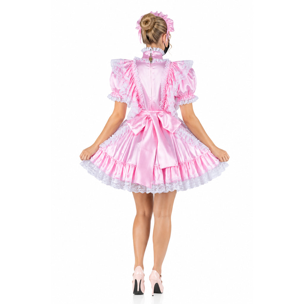 pink satin dress G2342