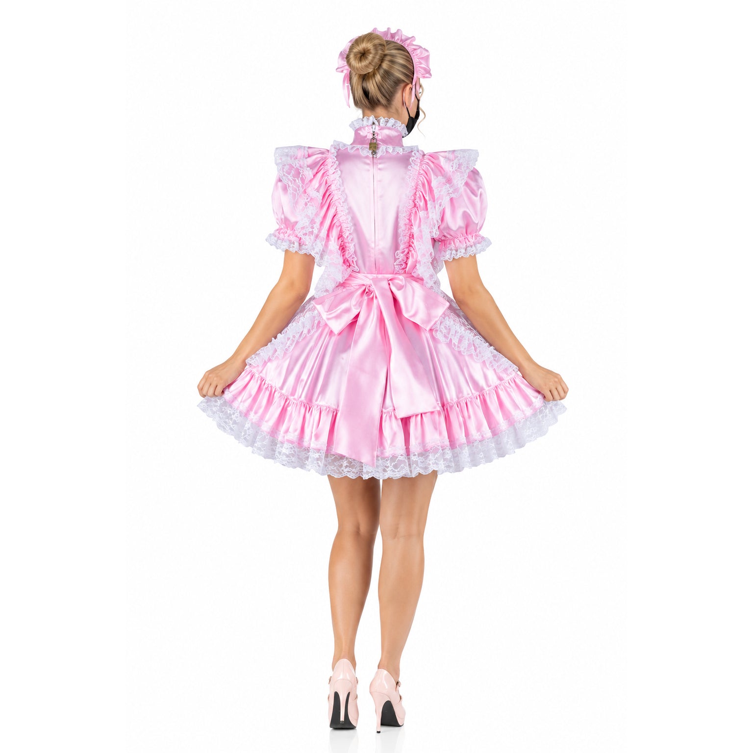 pink satin dress G2342