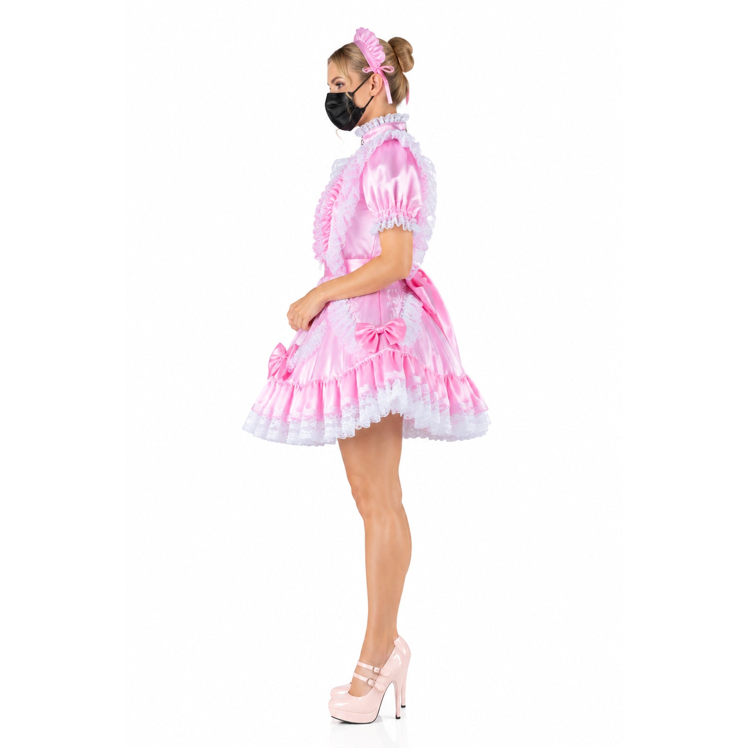 pink satin dress G2342