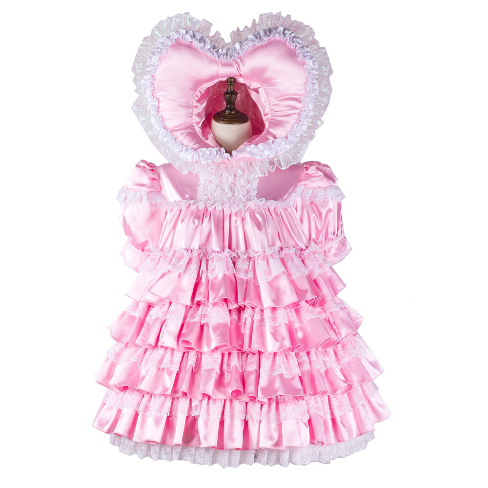 pink satin dress G2343
