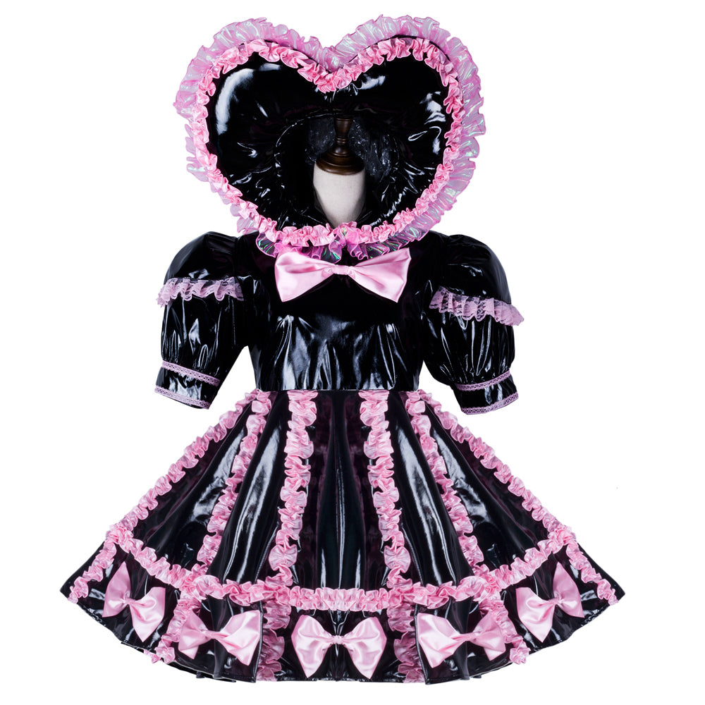 black thin pvc dress G2347