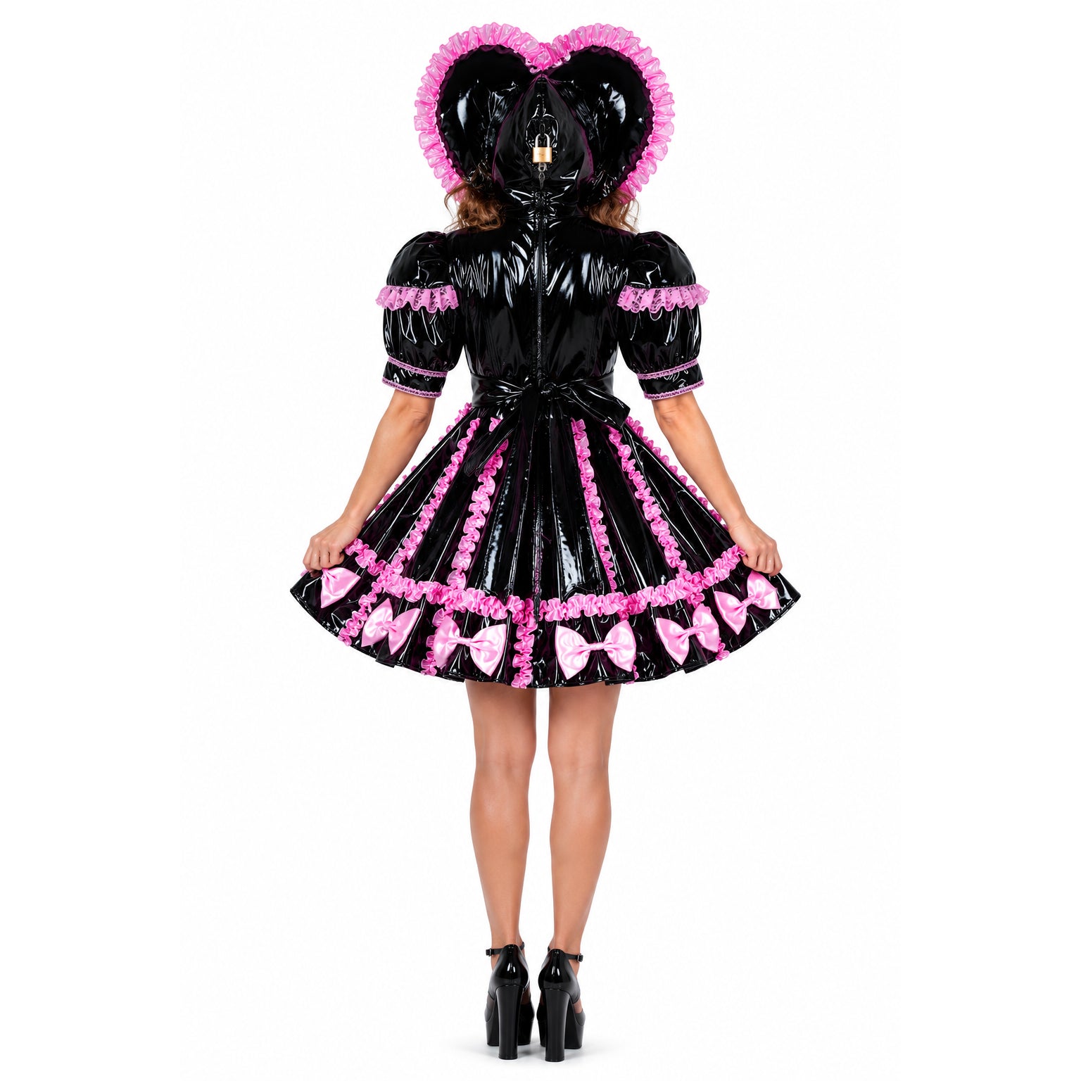 black thin pvc dress G2347