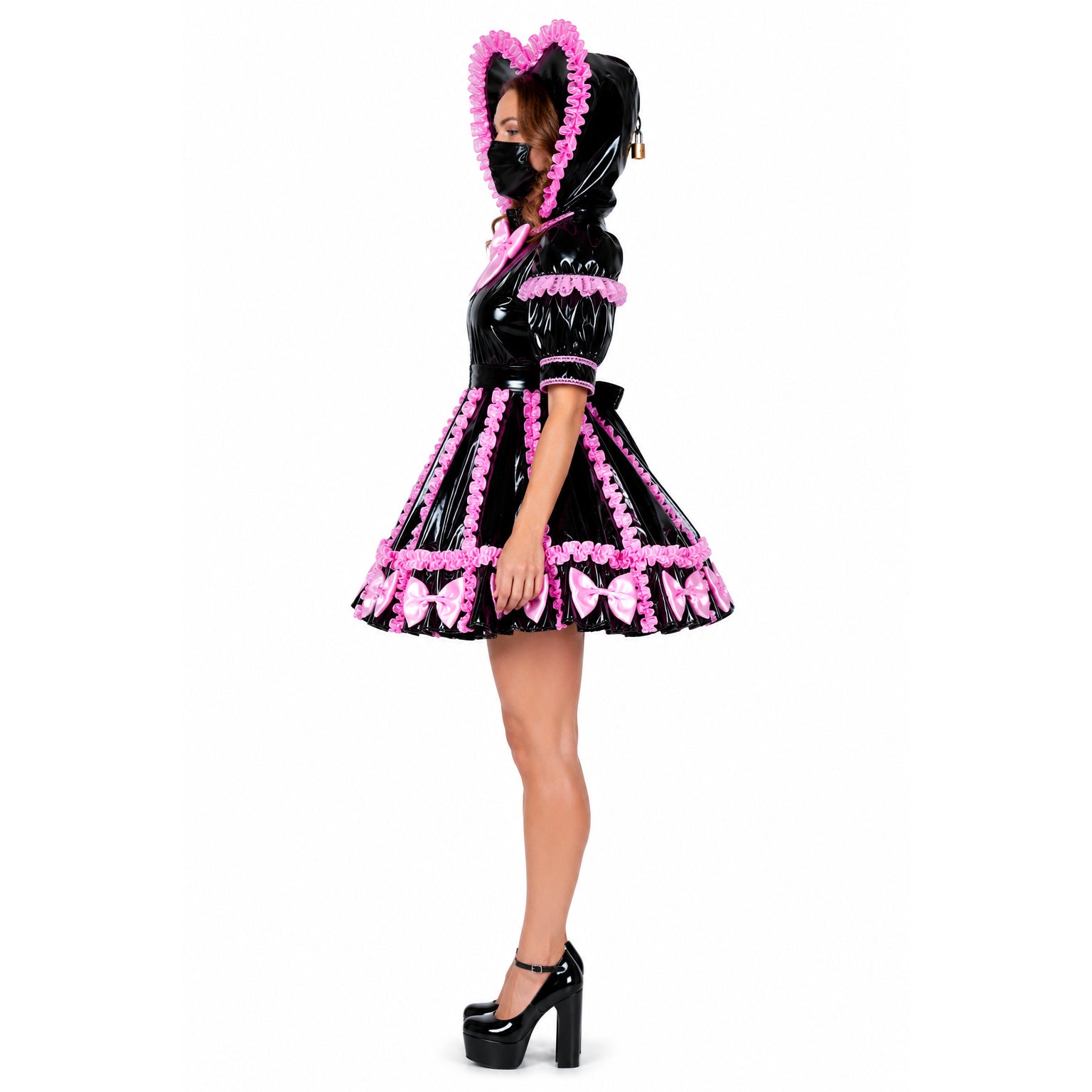 black thin pvc dress G2347