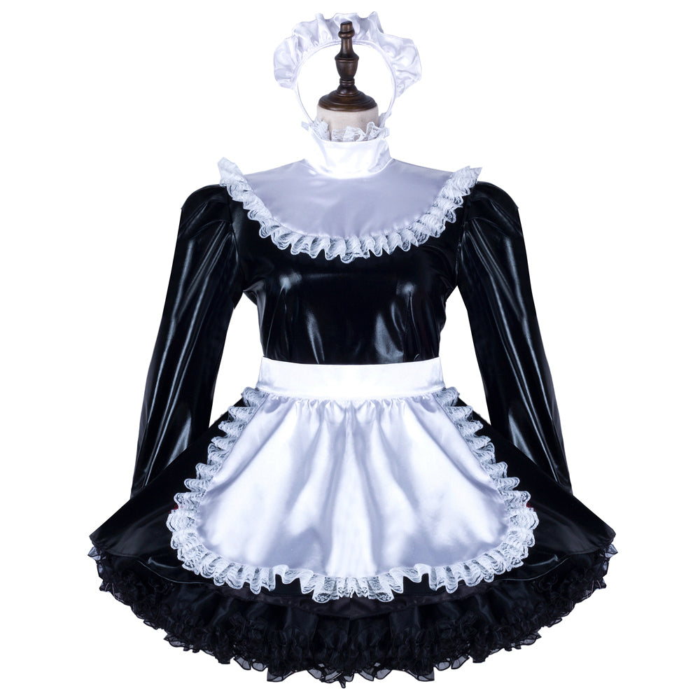 black thin pvc dress G2348