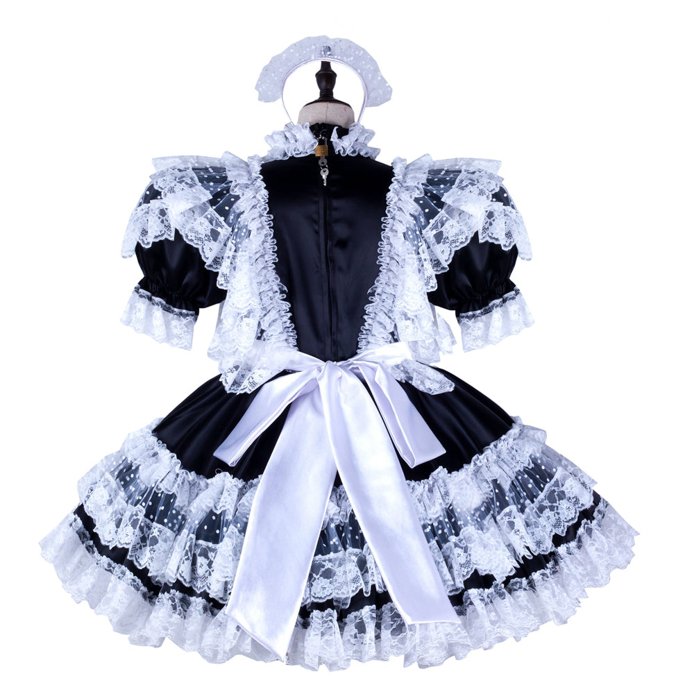 black satin dress G2349