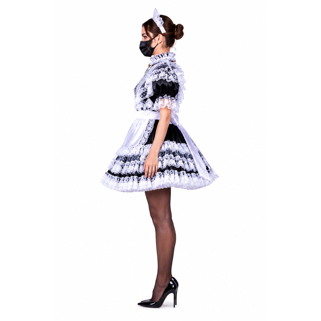 black satin dress G2349